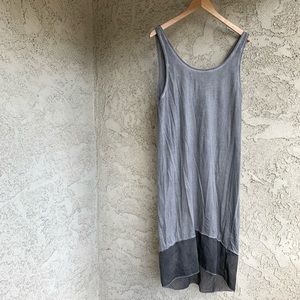 Sleeveless Crossback Midi Dress with Silk Inset